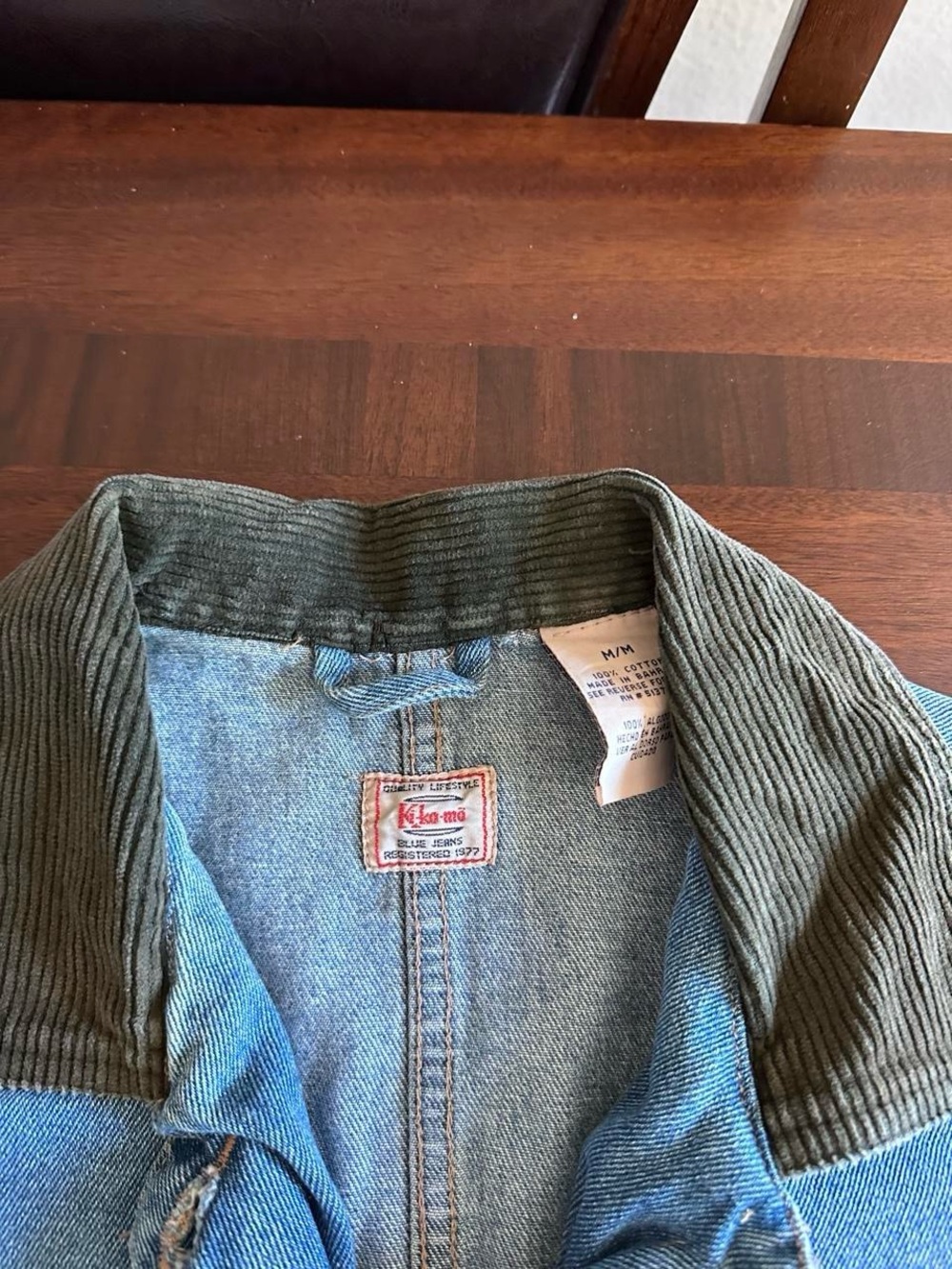 Vintage Kikomo Barn Chore Denim Jacket Corduroy Collar Women’s Size M - Picture 2 of 6
